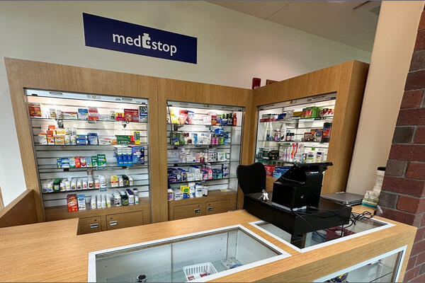 wide view of MedStop, MIT Medical’s kiosk for over-the-counter medications